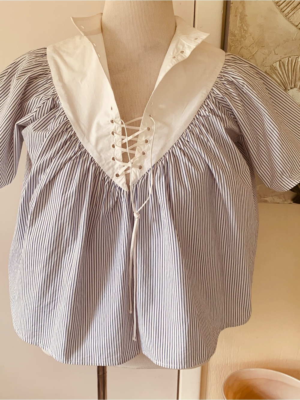 JM Collection 100% cotton striped blouse size L